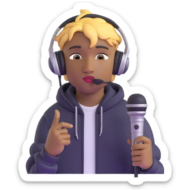 Juice WRLD with headphones and microphone sticker