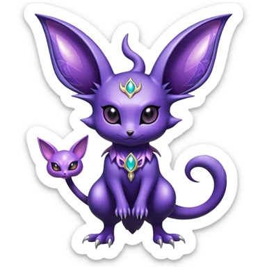 Shiny Exotic Badass Royal Divine Mysterious Gothic Noibat-Espeon-Pokémon-Fakémon-hybrid-creature (full body) sticker