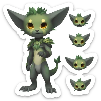 a anthro chibi-style rock-type-metal-type Fakémon-hybrid full body sticker