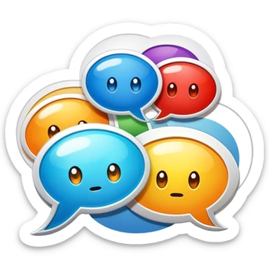 Icon for Comics and Manga Reading: an open comic book with colorful speech bubbles, action lines, and iconic manga eyes. The icon should evoke the vibrant, dynamic energy of comic and manga storytelling. Transparent background. sticker