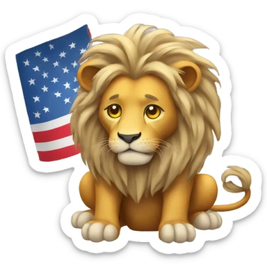 Praying Patriotic Lion sticker