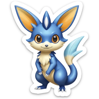 Colorful Shiny Exotic Victini-Salandit-Meowstic-Minccino-Fakémon-hybrid-creature (full body)  sticker