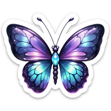 Dark Nebula Sparkly glossy glittery Pastel iridescent transparent bio-luminescent glass crystal butterfly sticker