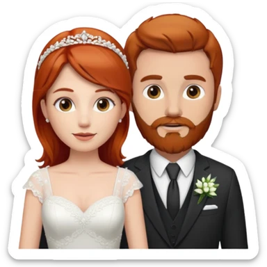 Red hair bride and brown hair groom with beard sticker