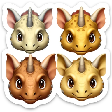 faces of different triceratops sticker