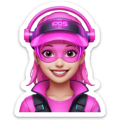 girl neon cyberpunk pink happy sticker