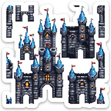 fantasy castle with towers and glowing windows sticker