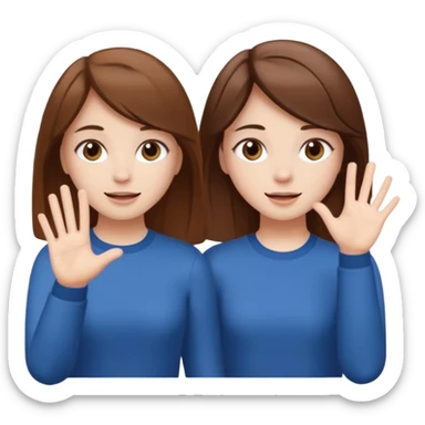 Two girls saying six seven one with brown hair. And doing hand movements  white skin six seven  sticker