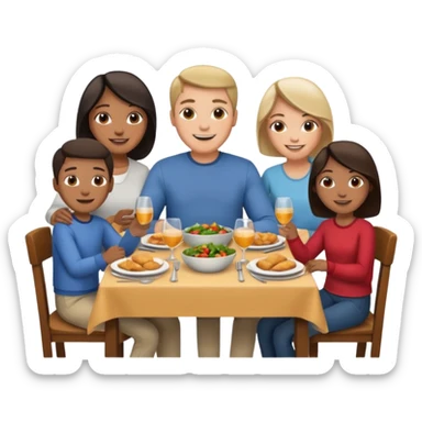 family having dinner sticker