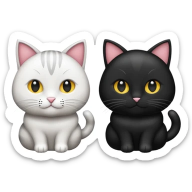 Due gatti, uno bianco e uno nero  sticker