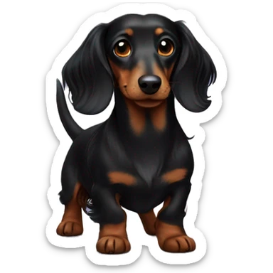 long haired black dachshund  sticker