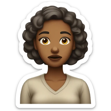 woman with doubt sticker