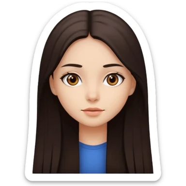 Can you make a girl with dark brown eyes with dark brown hair straight long hair sticker
