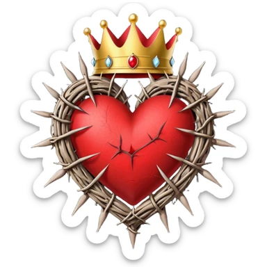 Create heart shape and in the vertical midway create that crown thonrs like in the Jesus head  sticker