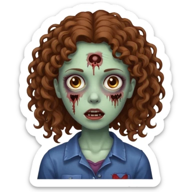 Zombie girl with Brown curly hair sticker