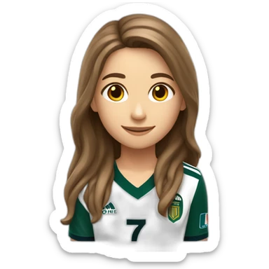 Caucasian girl with long Brown hair doing cr7 celebration full body sticker