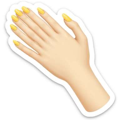 Generate a high-quality illustration of a generic hand with yellow nail polish being applied, flat vector or simple cartoon style, no recognizable person, no facial features, no brand markings, simple white background, high-resolution.
 sticker