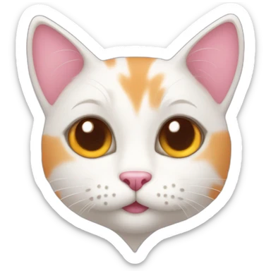 white orange cat cute with a small brown eyes and pink heart necklace sticker