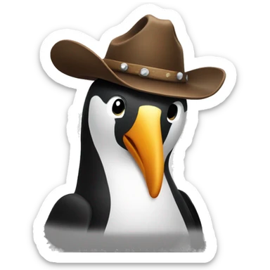 Pingouin wearing a cowboy hat sticker