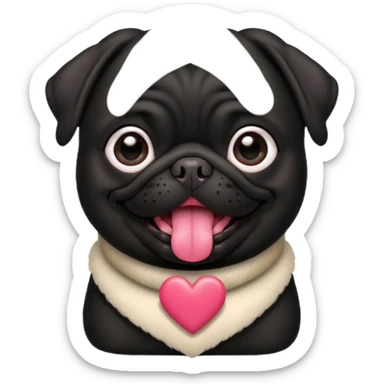 black pug valentines sticker