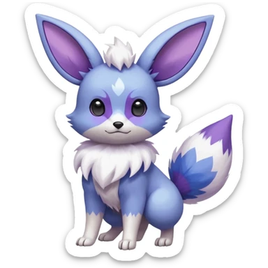 Shiny White with Violet and Indigo markings and Eevee-Minccino-Zangoose-Pokémon-Fakémon-fusion-hybrid-creature sticker