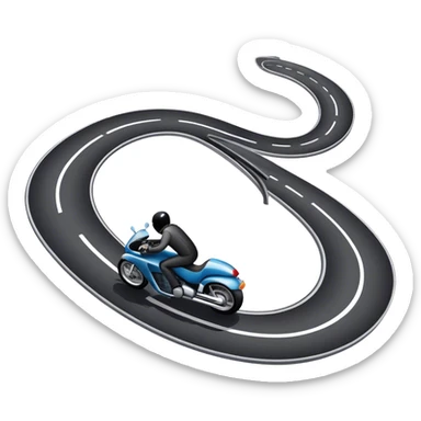 An icon showing a car and a motorcycle speeding through a winding road, with the car’s sleek silhouette blending into the curve of the road while the motorcycle zips past. The scene should capture the thrill of the ride, the freedom of the open road. transparent background. sticker
