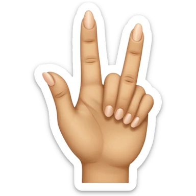 A hand with only the third finger, the thumb, and the pinky pointed up. The ring and index fingers are down sticker