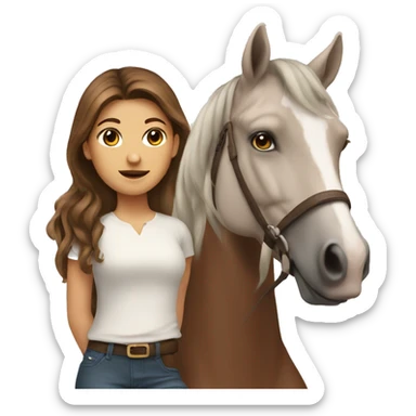 Girl with brown hair on a horse sticker