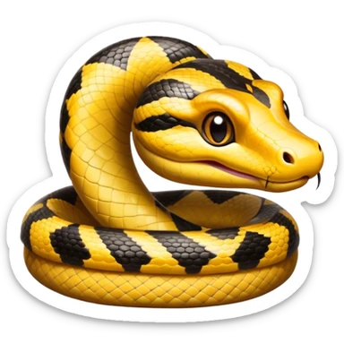 cinematic-cute-anaconda-portrait-emoji,-head-tilted-playfully-and-inquisitively,-with-a-sleek,-shimmering-body-adorned-with-detailed-scale-sriped patterns-and-round,-sparkling-eyes-full-of-wonder,-simplified-yet-irresistibly-adorable-features sticker