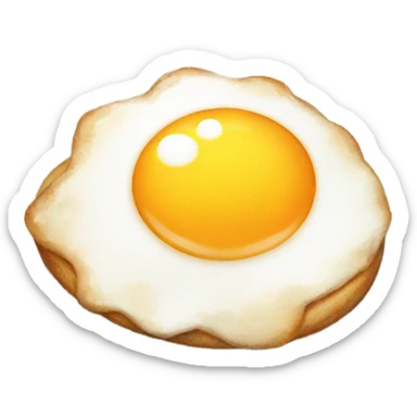 Watercolor kawaii dog with cute fried egg sticker