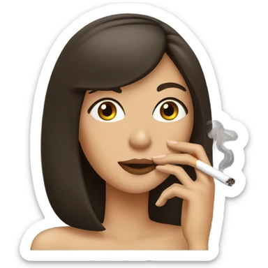 Brunette Model Smoking cigaretts sticker