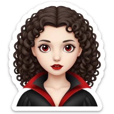 vampire brunette girl with curly, almost straight hair big black gril sticker