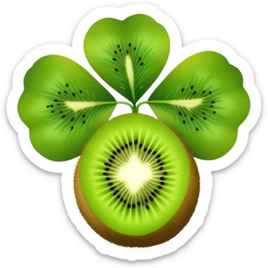 a four-leaf clover with a kiwi fruit sticker