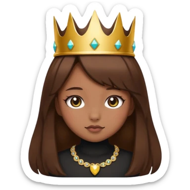  black cat kawaii brown hair girl with crown sticker