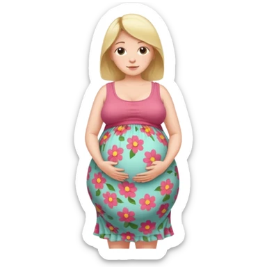 heavily pregnant woman with extremely abnormally huge overdue belly sticker
