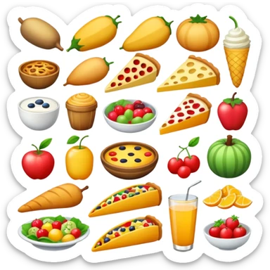 create me an image for a vertical in my super app, food vertical no human, food elements only sticker