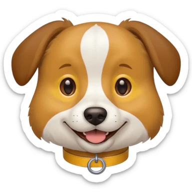 dog head wearing yellow collar that says FI sticker
