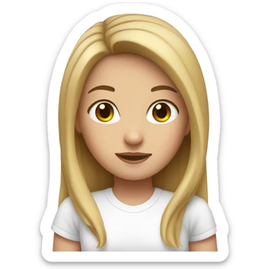 Brunette white girl in white t-shirt sticker