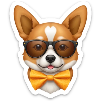 Make a dog with sunglasses dorito ears and a white nose sticker