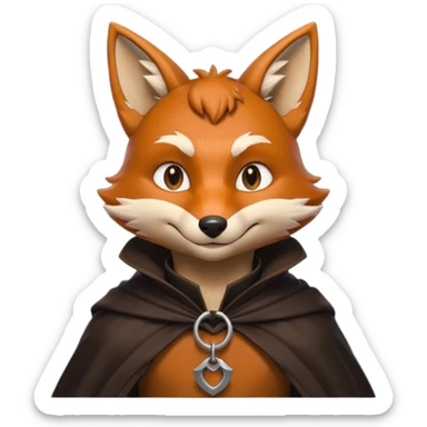 thief fox portrait, head and shoulders only, cunning grin, shadowy cloak collar, stealthy look, 3D cartoon, mobile game icon style, clean background, no text, no watermark
 sticker