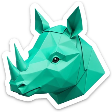 origami rhino head in color green mint rgb(168, 251, 211) sticker