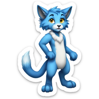 Anthropomorphic Anthro Blue Sona Lynx-Fakémon Furry Full Body sticker