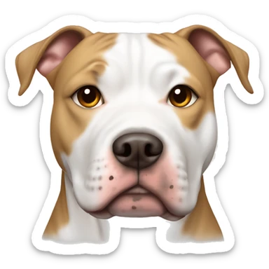 White American Staffordshire terrier with light brown patches by her ear  sticker