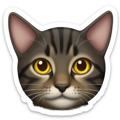 Black and brown tabby cat with yellow eyes sticker