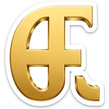 Currency crypto money symbol for the money "Fcoins" letter F in gold sticker