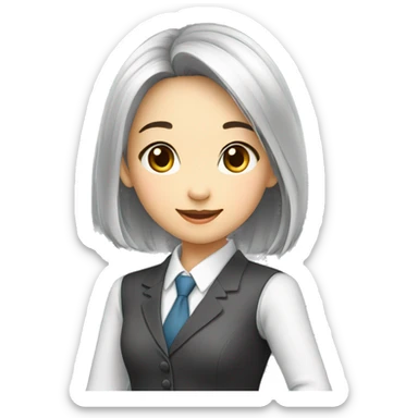 A young girl,Wear professional attire，Bust，Asian，Welcome gestures sticker