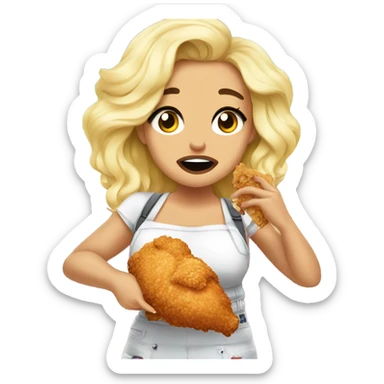 trisha paytas crying while eating fried chick sticker
