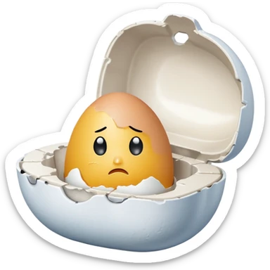 make a singular egg in a egg carton with empty spots around to represent isolation. make the egg have a sad expression like a sad face with tears. sticker
