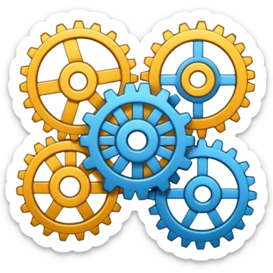 ERP emoji showing interconnected gears and charts sticker