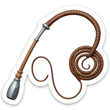 cowboy whip object icon, coiled leather whip, wooden handle, western style, 3D cartoon, mobile game icon style, centered, clean background, soft shadow, no text, no watermark
 sticker
